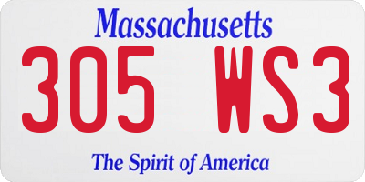 MA license plate 305WS3