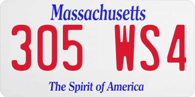 MA license plate 305WS4