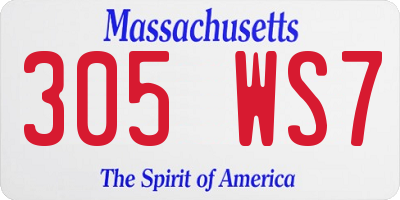 MA license plate 305WS7