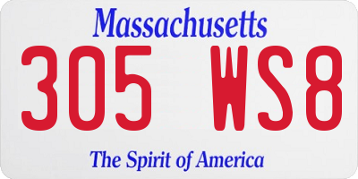 MA license plate 305WS8
