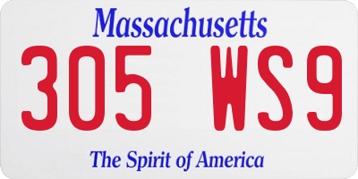 MA license plate 305WS9