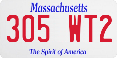 MA license plate 305WT2