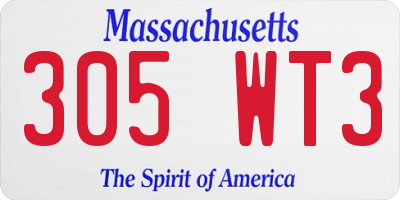 MA license plate 305WT3