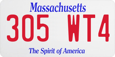 MA license plate 305WT4