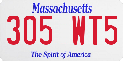 MA license plate 305WT5