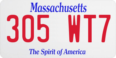 MA license plate 305WT7