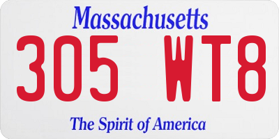 MA license plate 305WT8