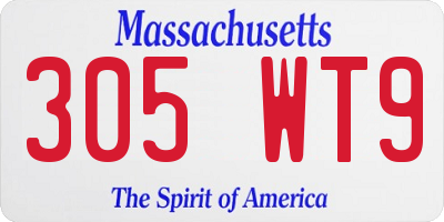 MA license plate 305WT9