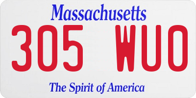 MA license plate 305WU0