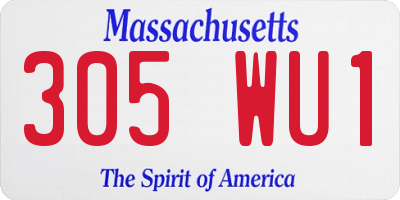 MA license plate 305WU1