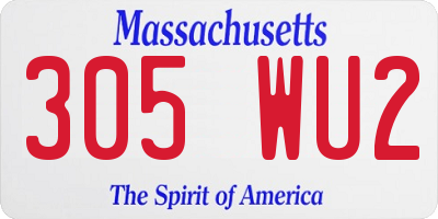 MA license plate 305WU2