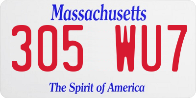 MA license plate 305WU7