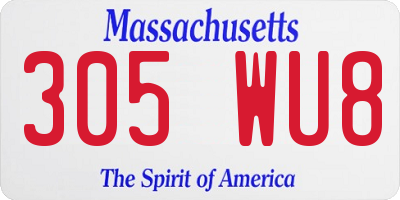 MA license plate 305WU8