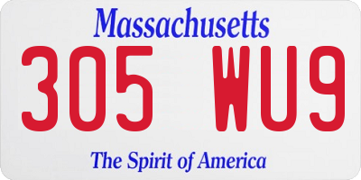 MA license plate 305WU9