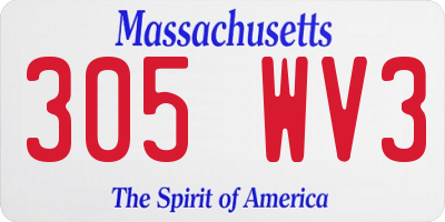 MA license plate 305WV3