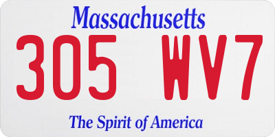 MA license plate 305WV7