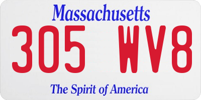 MA license plate 305WV8