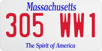 MA license plate 305WW1