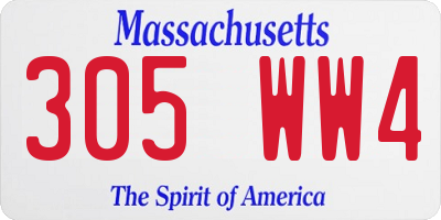 MA license plate 305WW4