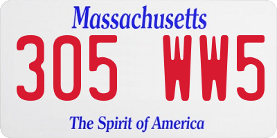 MA license plate 305WW5