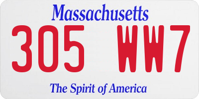 MA license plate 305WW7
