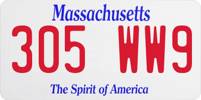 MA license plate 305WW9