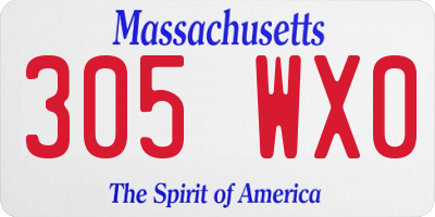 MA license plate 305WX0
