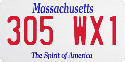 MA license plate 305WX1