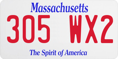 MA license plate 305WX2
