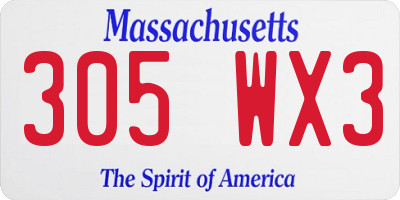 MA license plate 305WX3