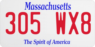 MA license plate 305WX8