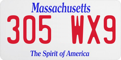 MA license plate 305WX9