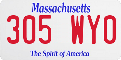 MA license plate 305WY0