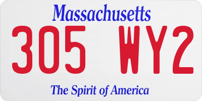 MA license plate 305WY2