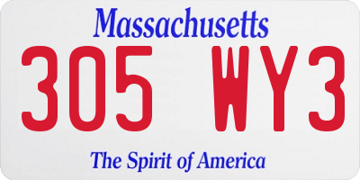 MA license plate 305WY3