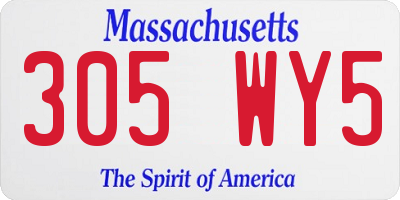 MA license plate 305WY5