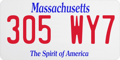 MA license plate 305WY7