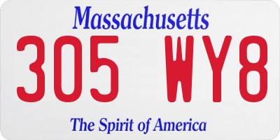 MA license plate 305WY8