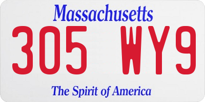 MA license plate 305WY9