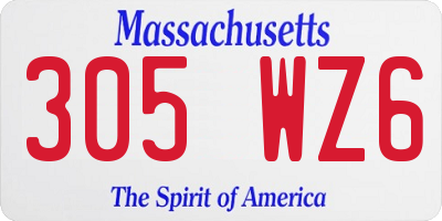 MA license plate 305WZ6