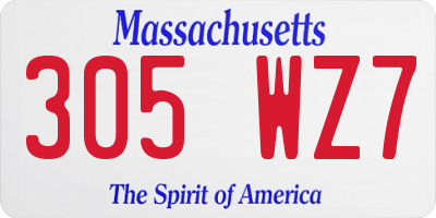 MA license plate 305WZ7