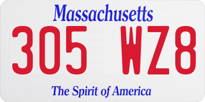 MA license plate 305WZ8