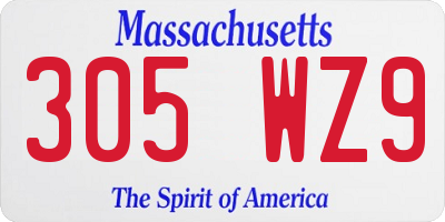 MA license plate 305WZ9