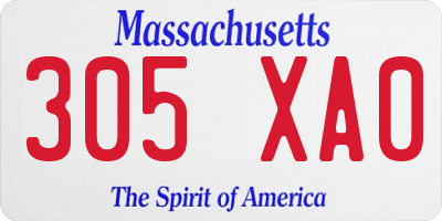 MA license plate 305XA0