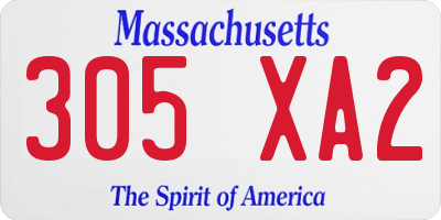 MA license plate 305XA2