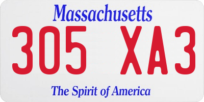 MA license plate 305XA3