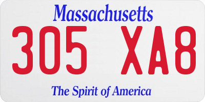 MA license plate 305XA8