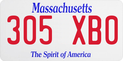 MA license plate 305XB0