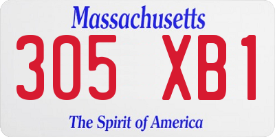 MA license plate 305XB1