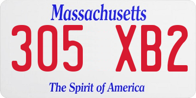 MA license plate 305XB2
